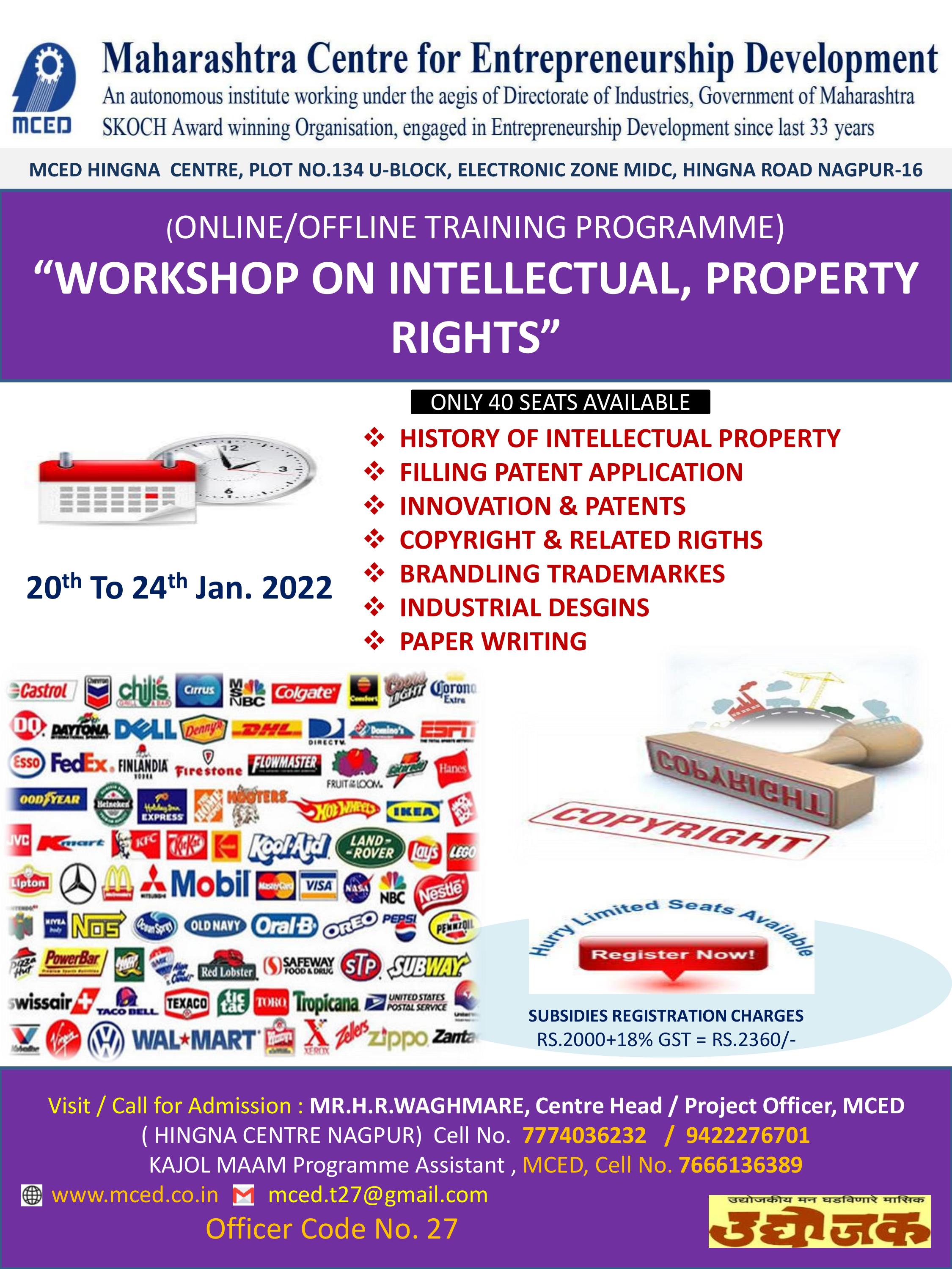 WORKSHOP ON INTELLECTUAL, PROPERTY RIGHTS