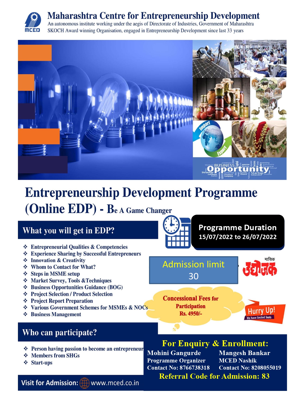 Online-Entrepreneurship Development Programme