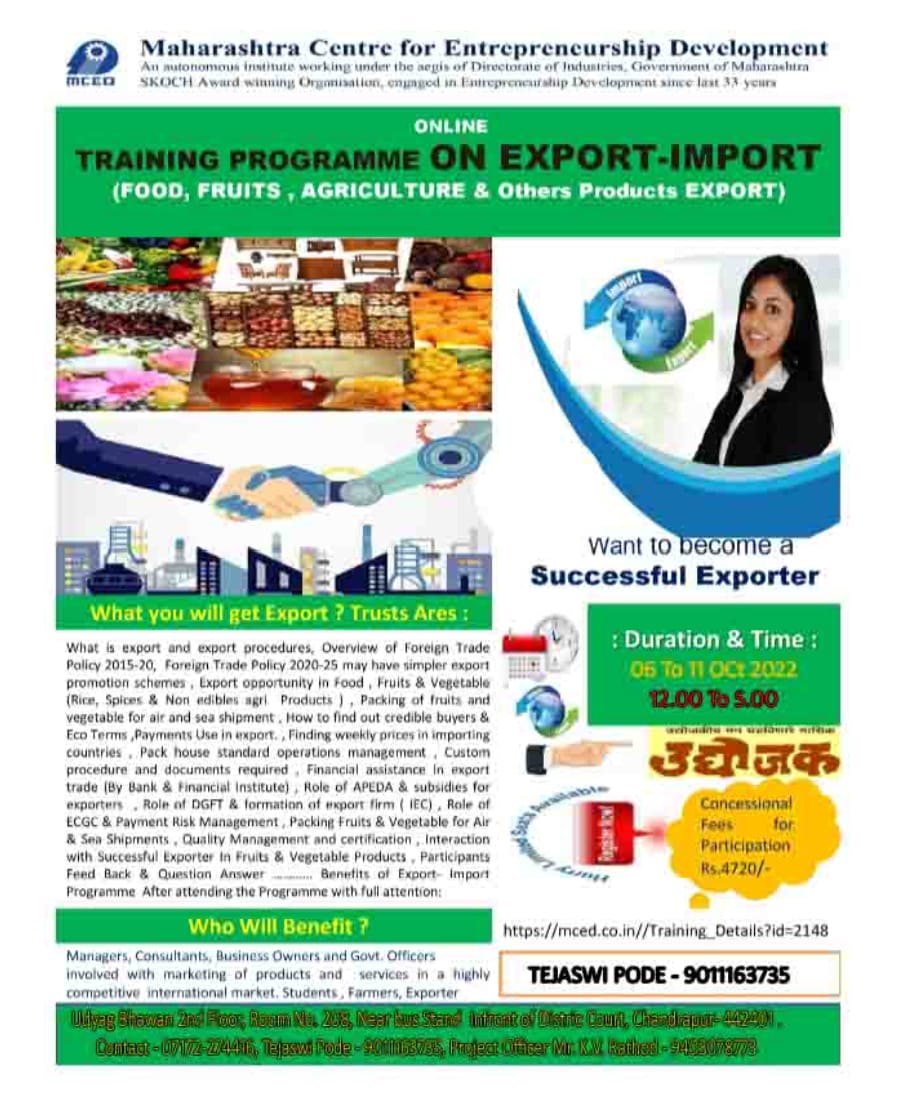TRAINING AT CHANDRAPUR ON EXPORT AND IMPORT