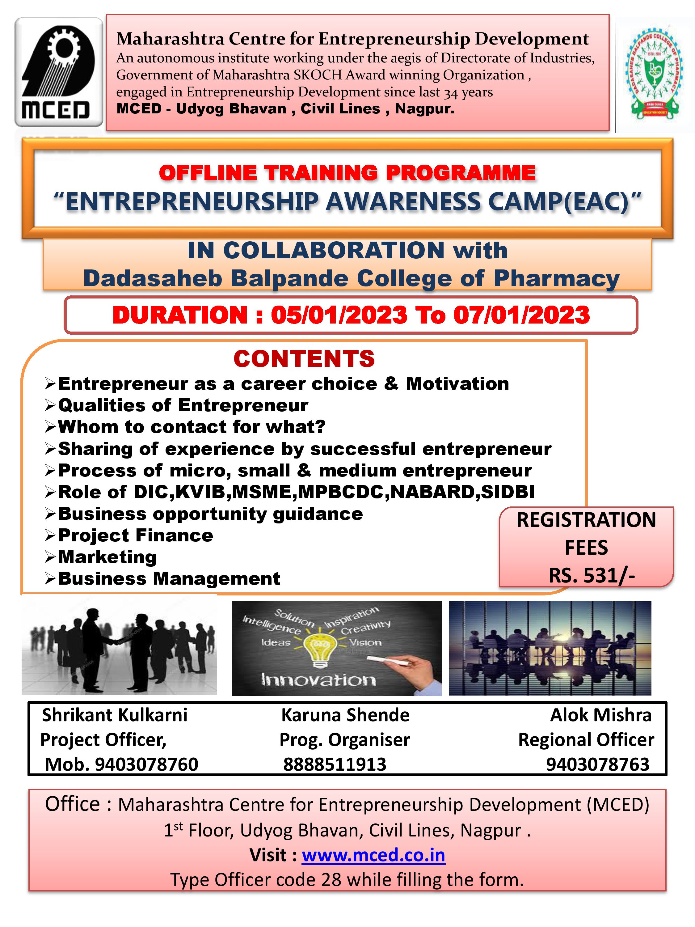 Offline Entrepreneurship Awareness Camp at Nagpur