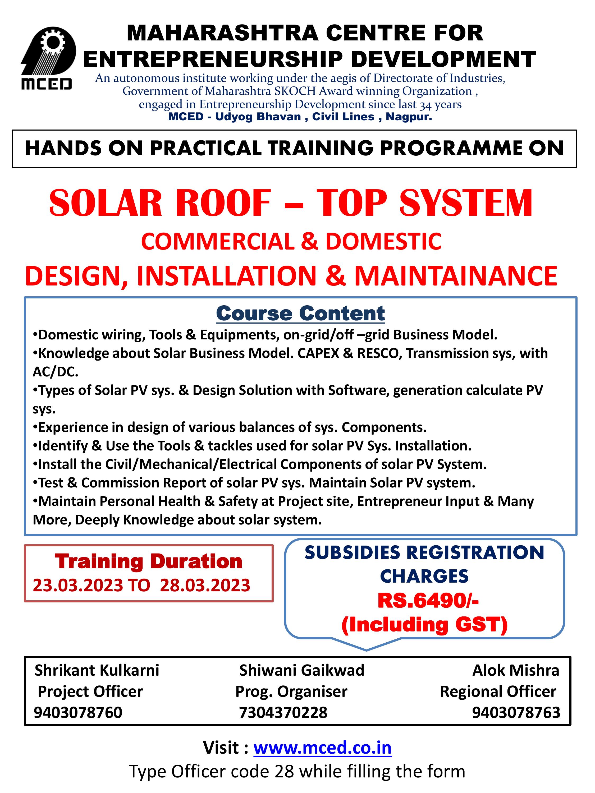 Solar Roof - Top System Programme at Nagpur