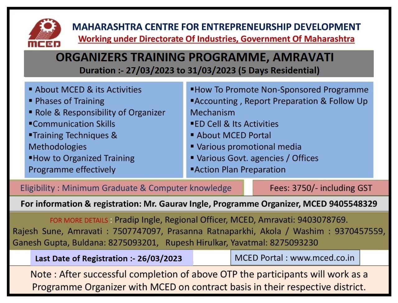 Organizer Training Programme, Amravati.