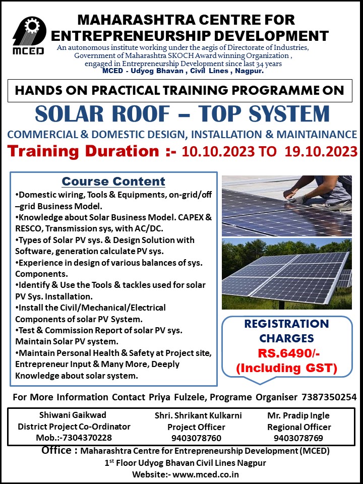 SOLAR  ROOF - TOP SYSTEM PROGRAMME