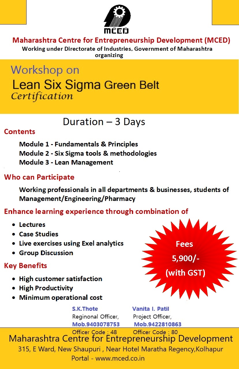 Workshop on  Lean Six Sigma Green Belt