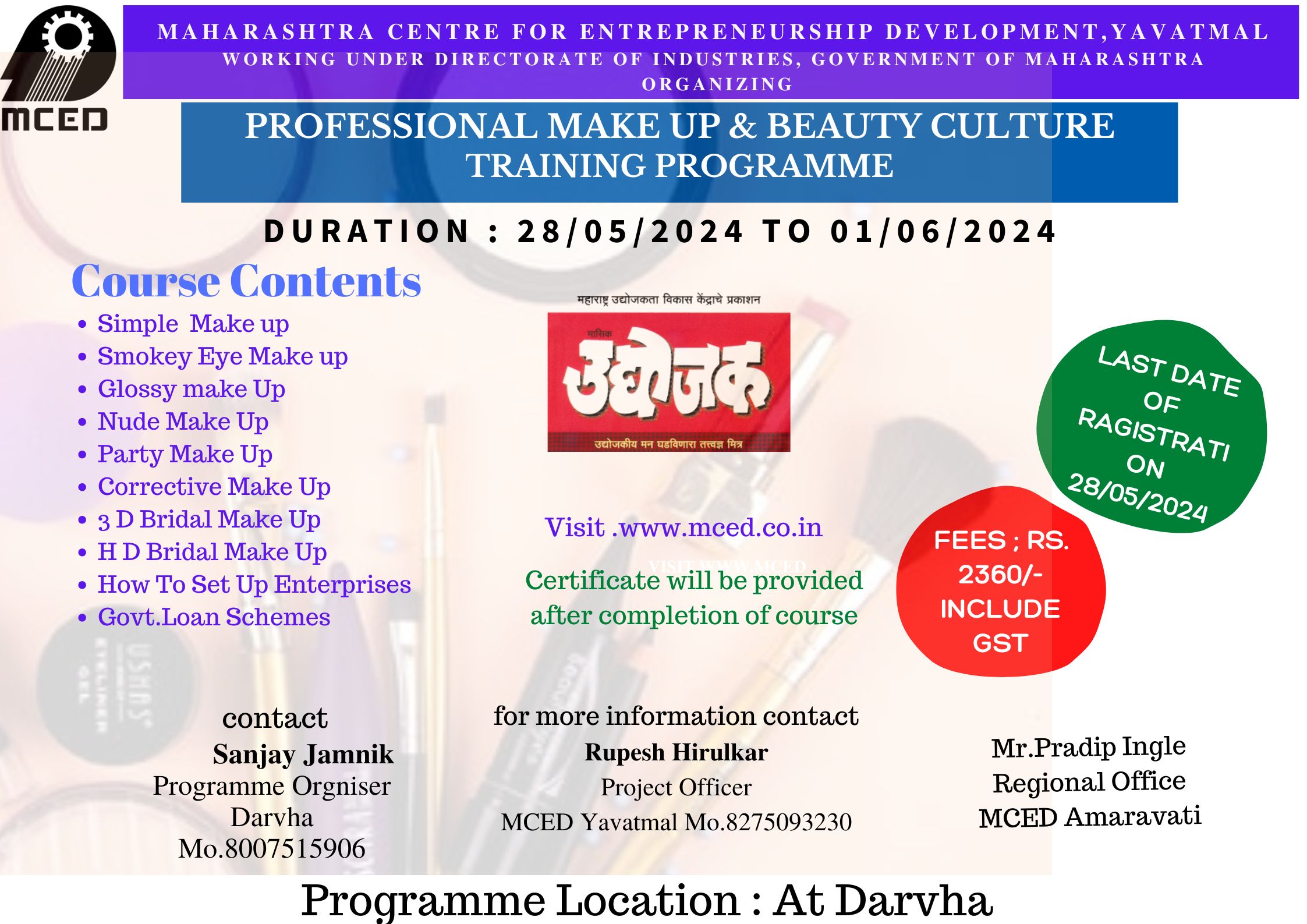 Professional Make Up and Beauty Culture Programme,Darvha