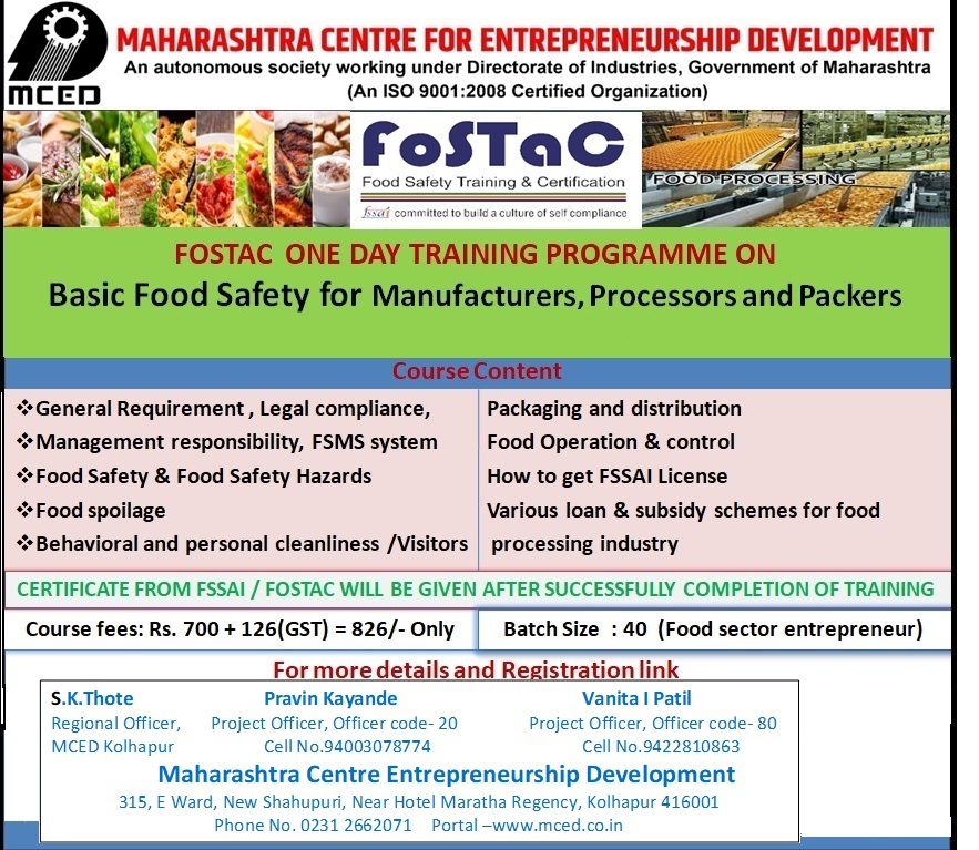 FOSTAC One Day Training Programme On Basic Food Safety, Kolhapur