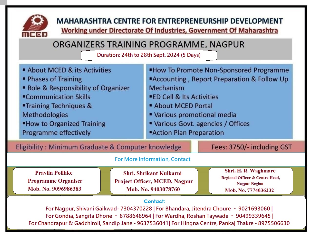 ORGANISER TRAINING PROGRAMME AT NAGPUR