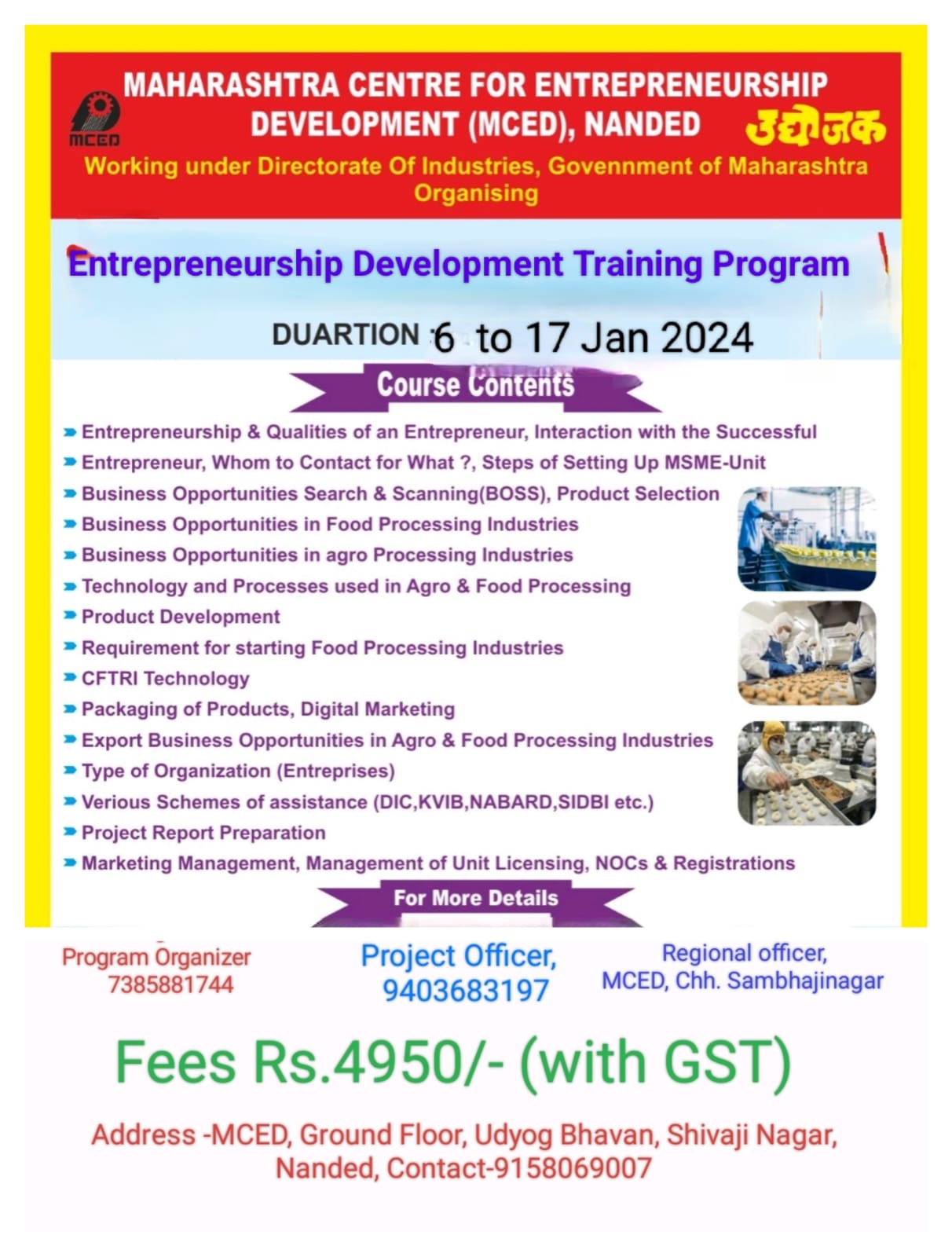 ENTREPRENEURSHIP DEVELOPMENT PROGRAM, NANDED