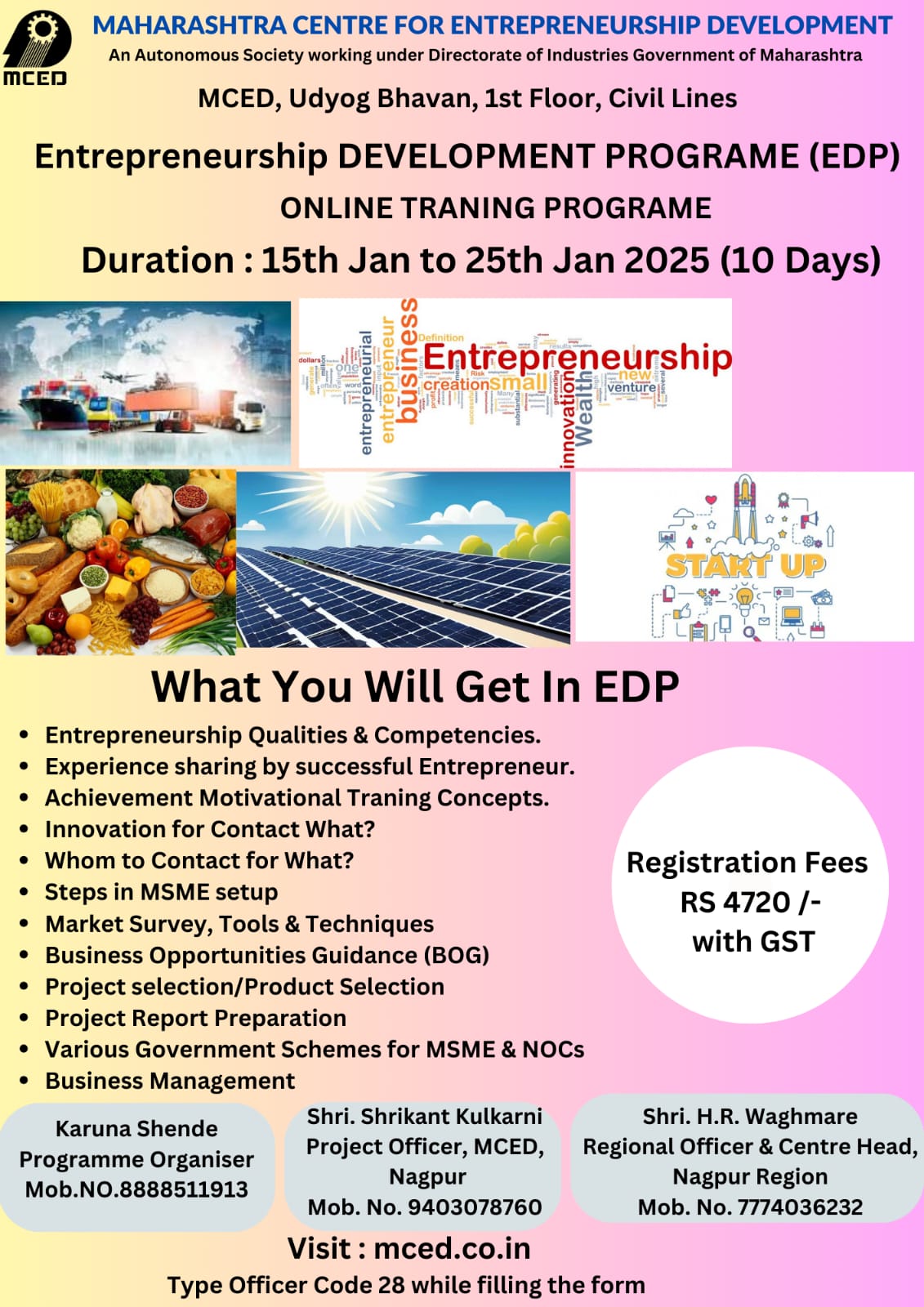 ONLINE ENTREPRENUERSHIP DEVELOPMENT PROGRAMME AT NAGPUR