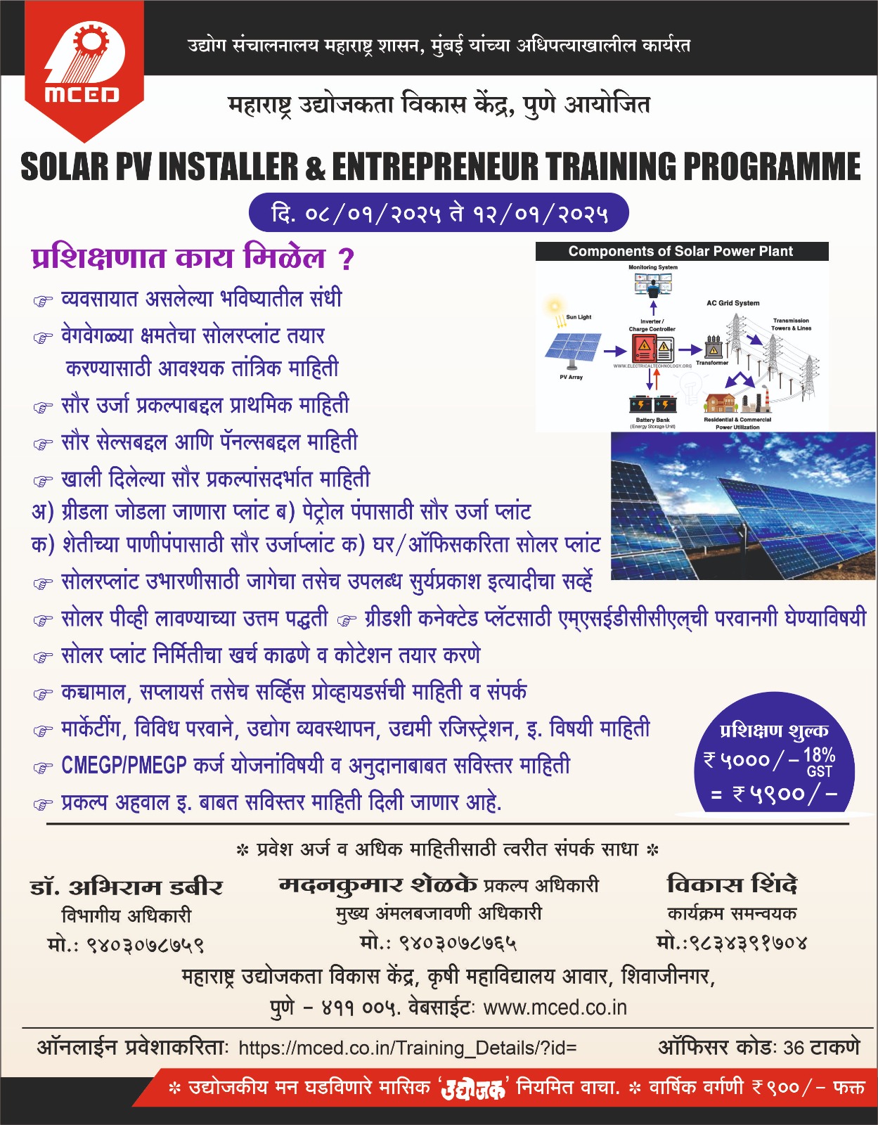 Technical Entrepreneurship Development Programme On Solar Based Plant