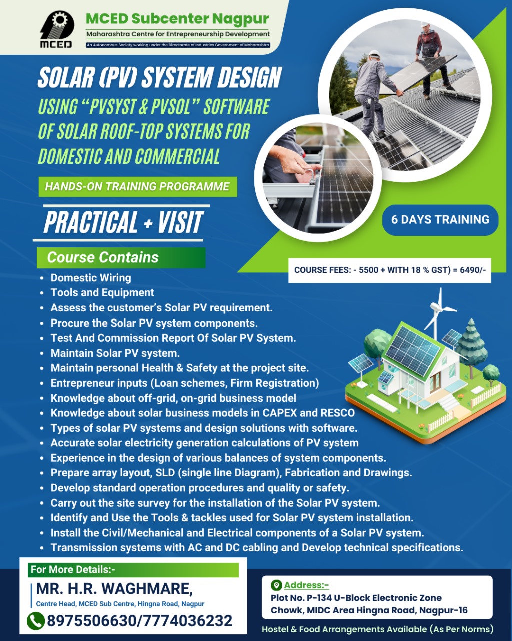 DESIGN, INSTALLATION & MAINTENANCE OF ROOF -TOP TRAINING SOLAR ROOF-TOP SYSTEM FOR DOMESTIC AND COMMERCIAL