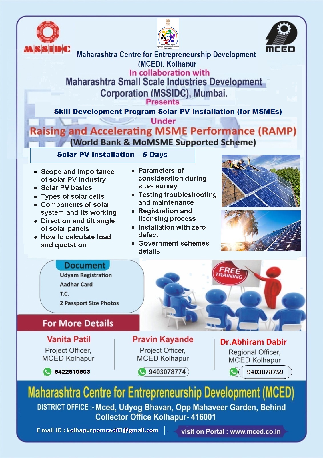 SKILL DEVELOPMENT PROGRAMME-SOLAR PV INSTALATION