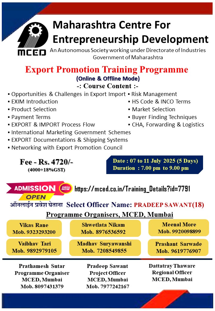 Online Export Promotion Training Programme