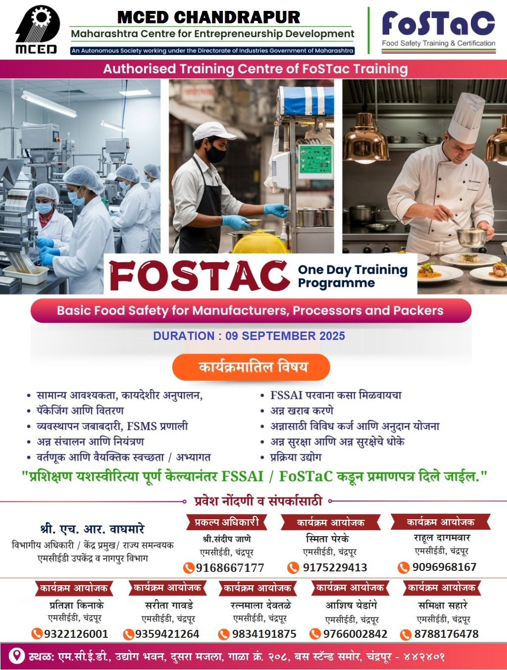 FoSTaC One Day Training Programme on Basic Food Safety, Chandrapur