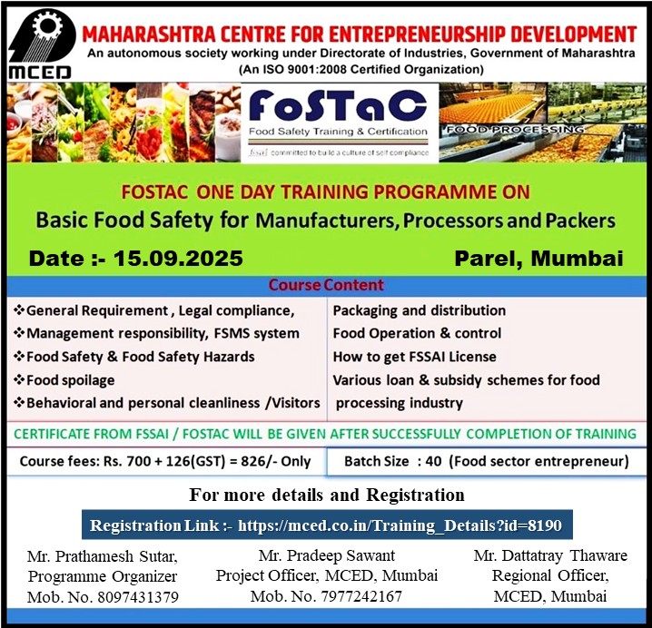 FoSTaC  Basic Food Safety Training Programme, Mumbai