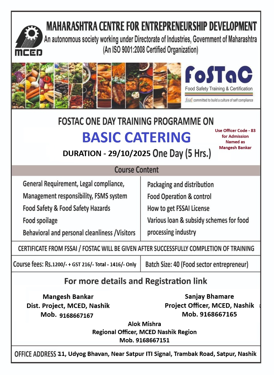 FOSTAC - BASIC CATERING