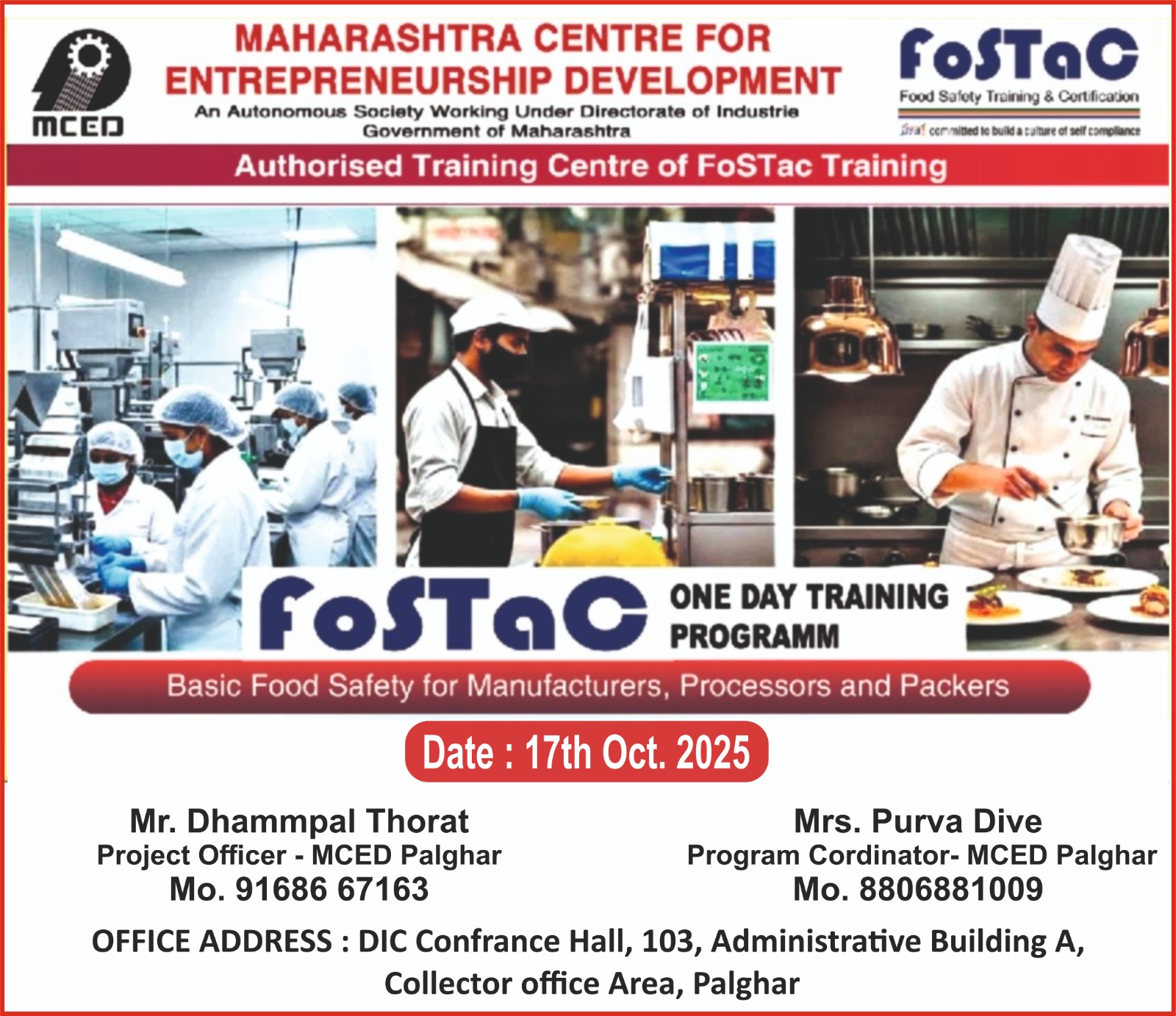 FoSTaC -Basic One Food Safety Training Program