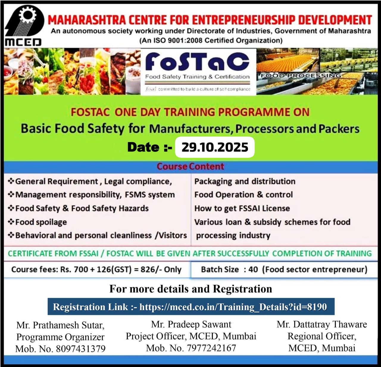 FoSTaC  Basic Food Safety Training Programme, Mumbai