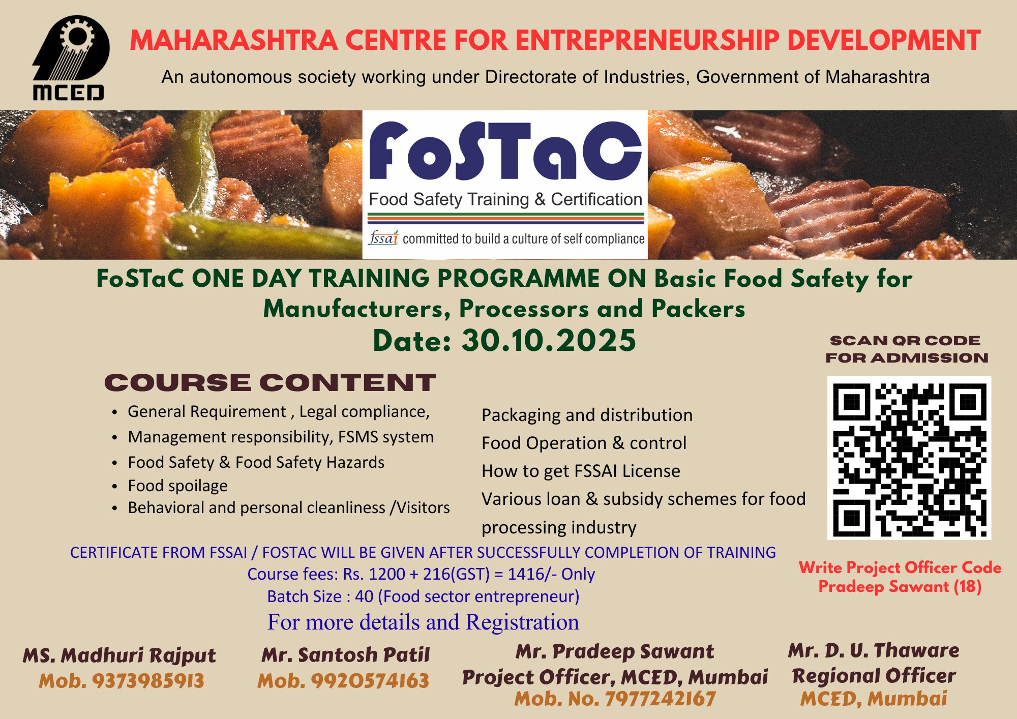 FoSTaC Basic Food Safety Training Programme, Mumbai