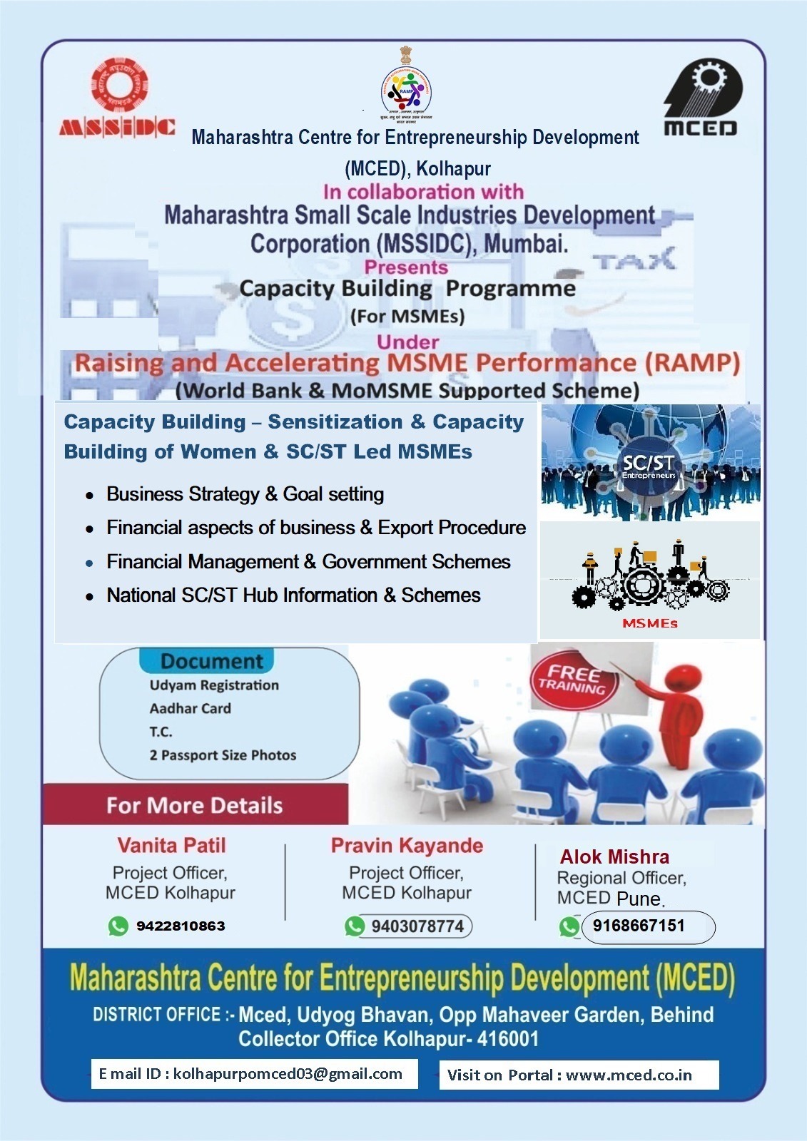 Capacity Building â€“ Sensitization & Capacity Building of Women & SC/ST Led MSMEs