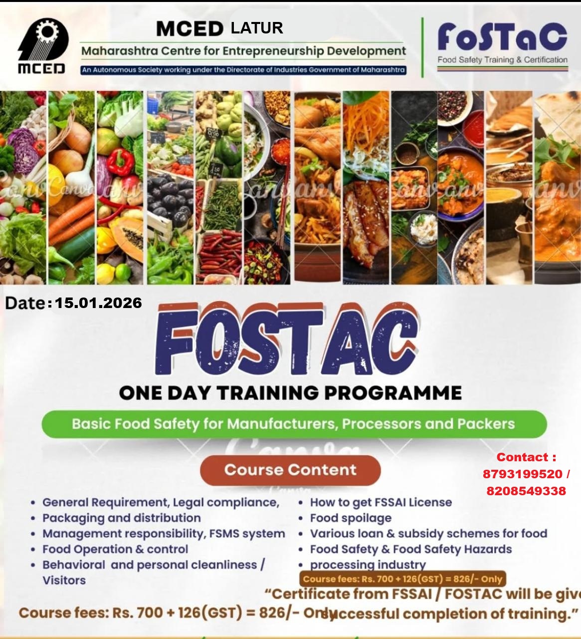 Basic Food Safety for Manufacturers, Processors & Packers (FoSTaC)