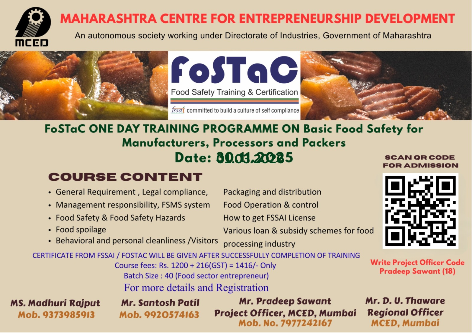 FoSTaC Basic Food Safety Training Programme, Mumbai