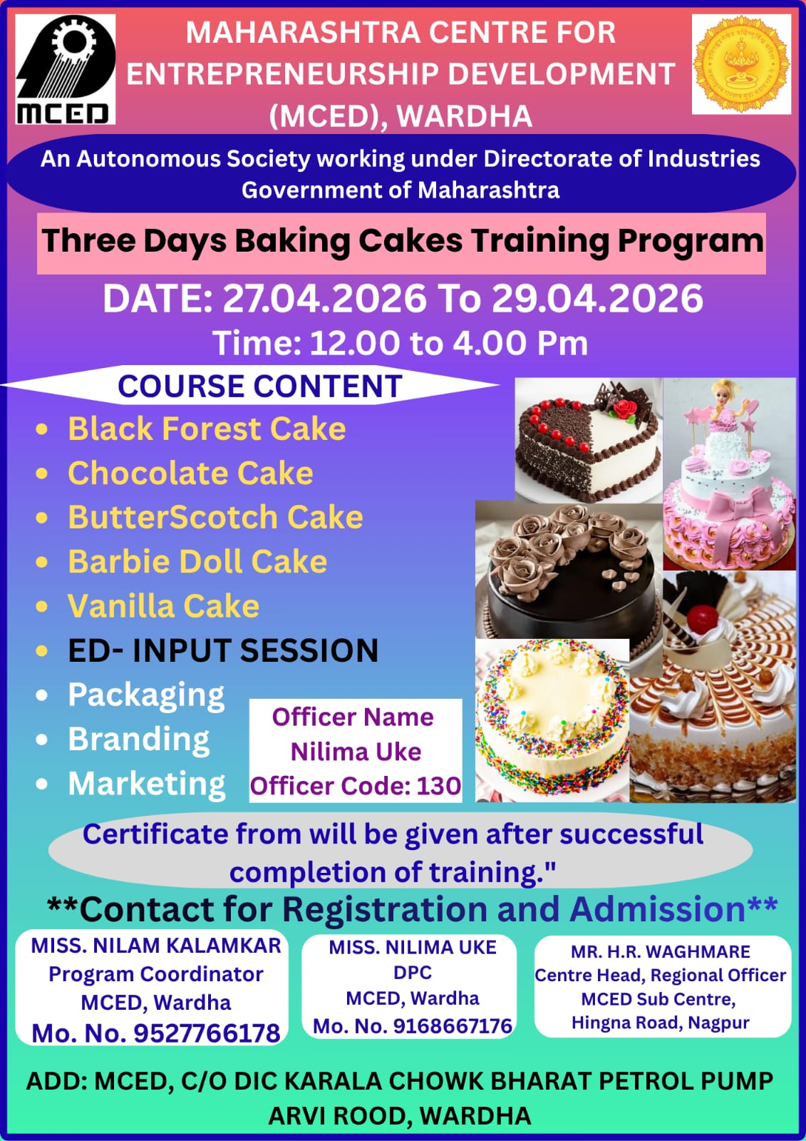 BAKING CAKES TRAINING PROGRAMMS ( 3 DAY)