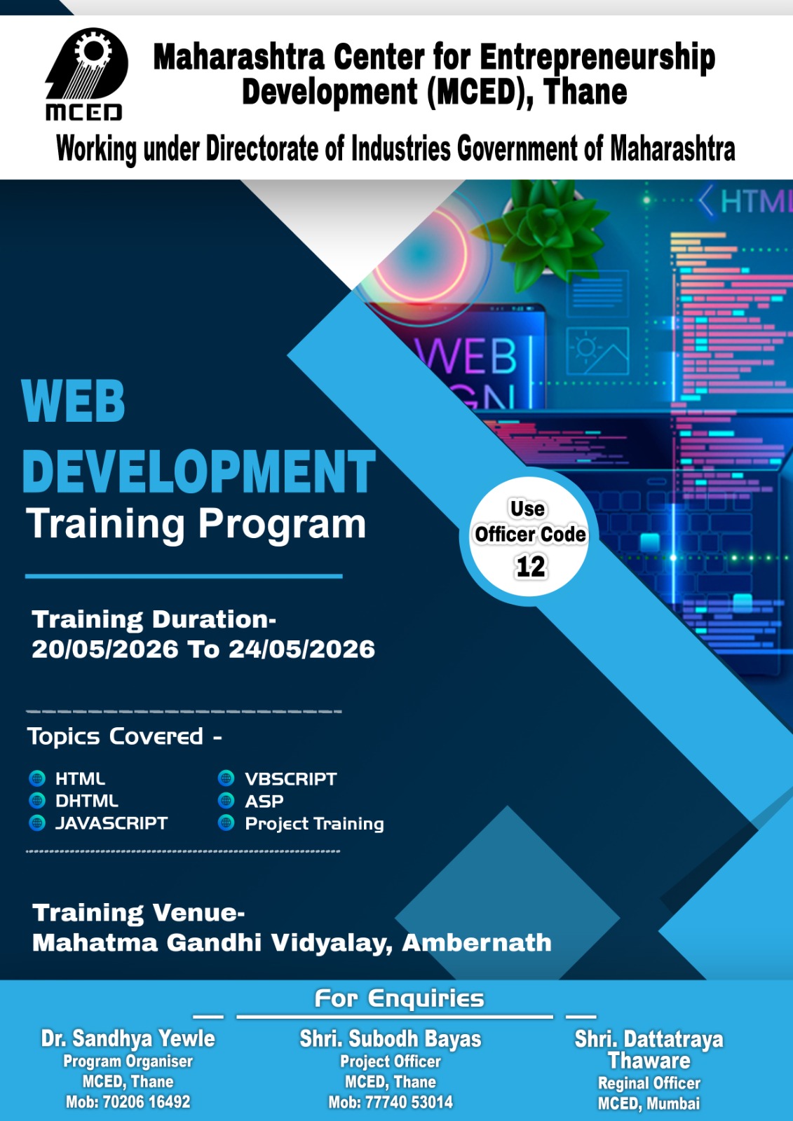 WEB DEVELOPMENT TRAINING PROGRAMME