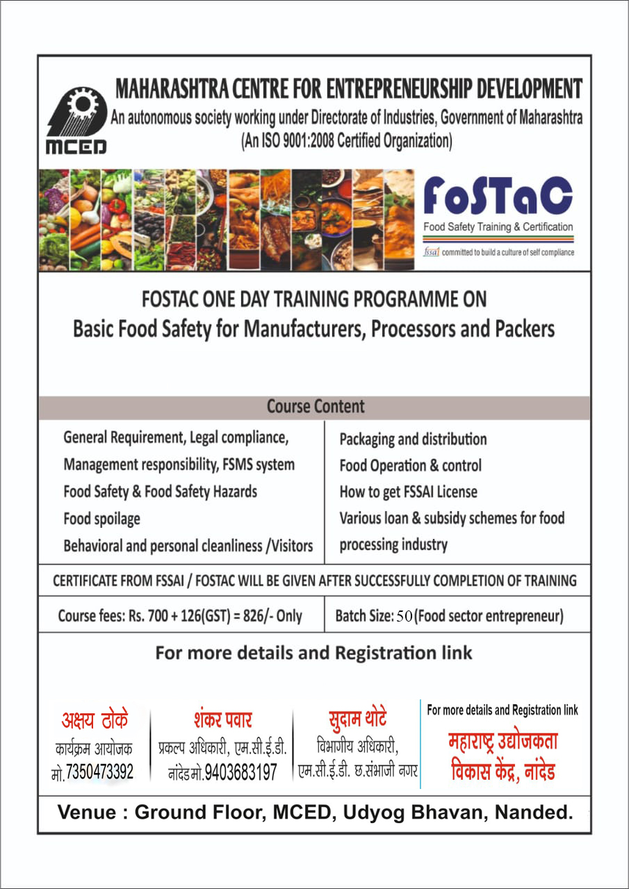 Food Safety Training &  Certification  (FoSTaC) Programme