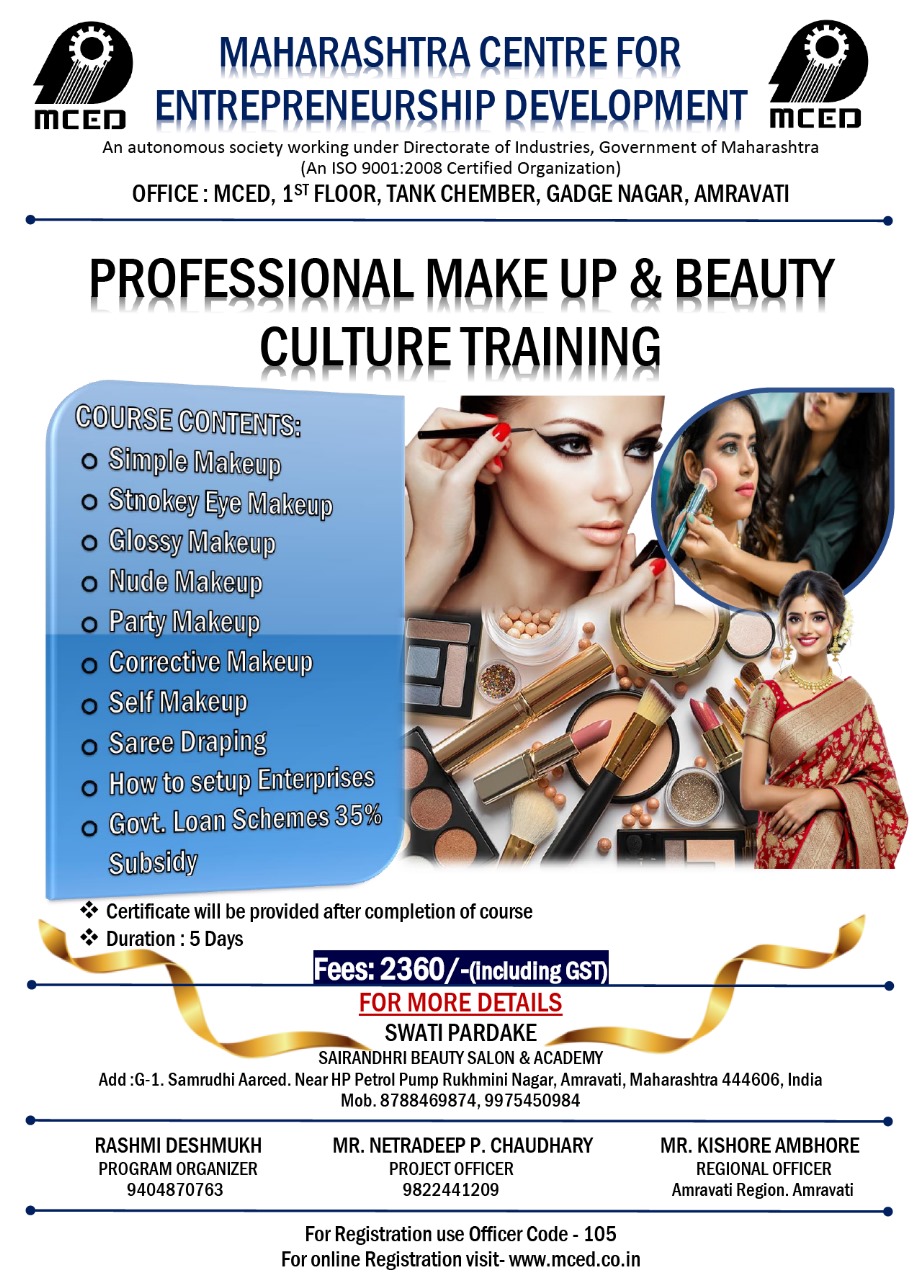 PROFESSIONAL MAKEUP & BEAUTY CULTURE TRAINING PROGRAMME,AMRAVATI