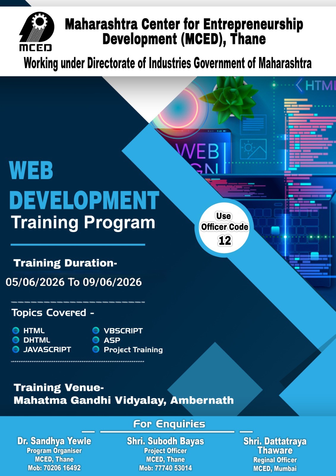 WEB DEVELOPMENT TRAINING PROGRAMME