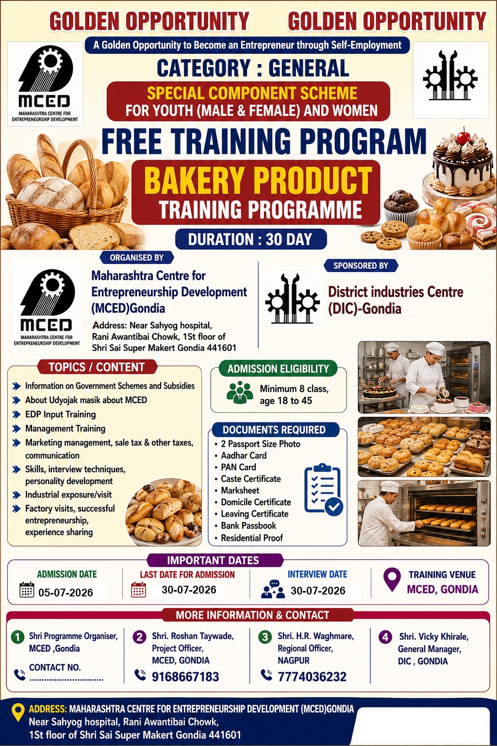 Bakery Processing Training Programme-Gondia