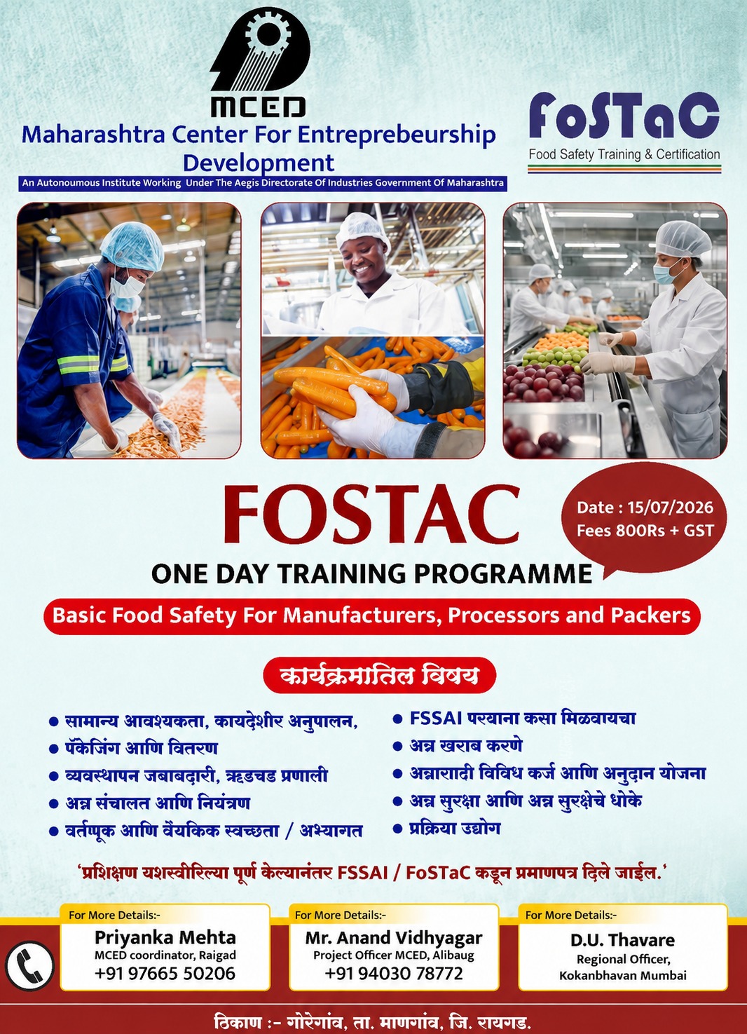 FoSTac  One Day Training on Basic Food Safety