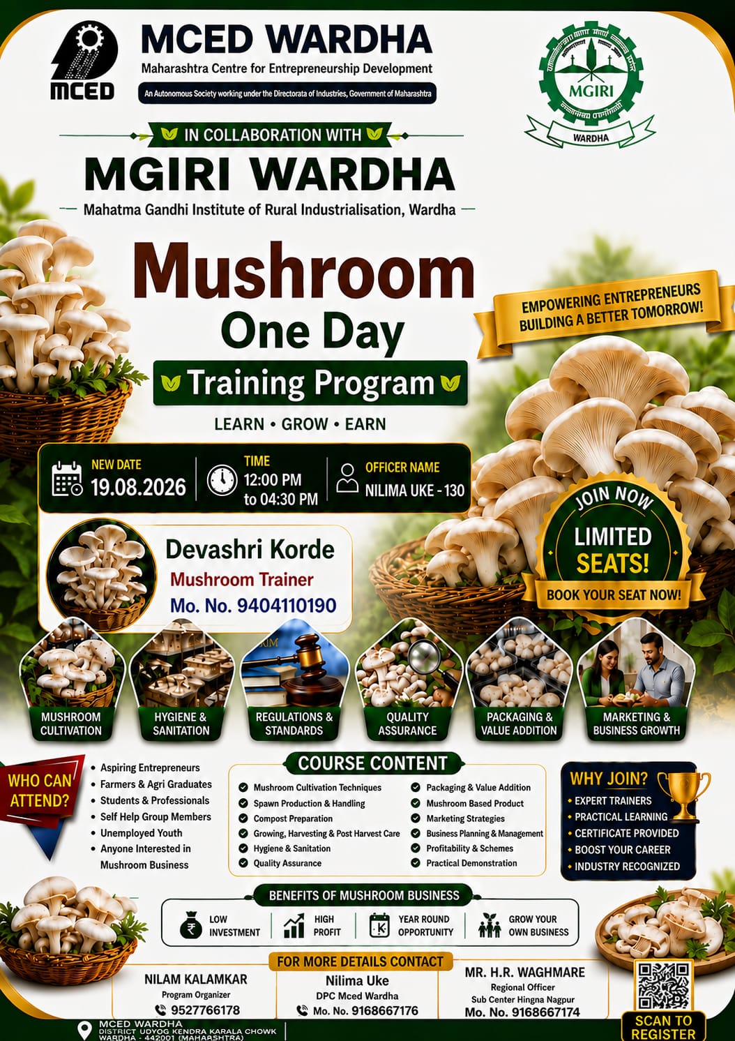 MUSHROOM  ONE DAY TRAININIG PROGRAM