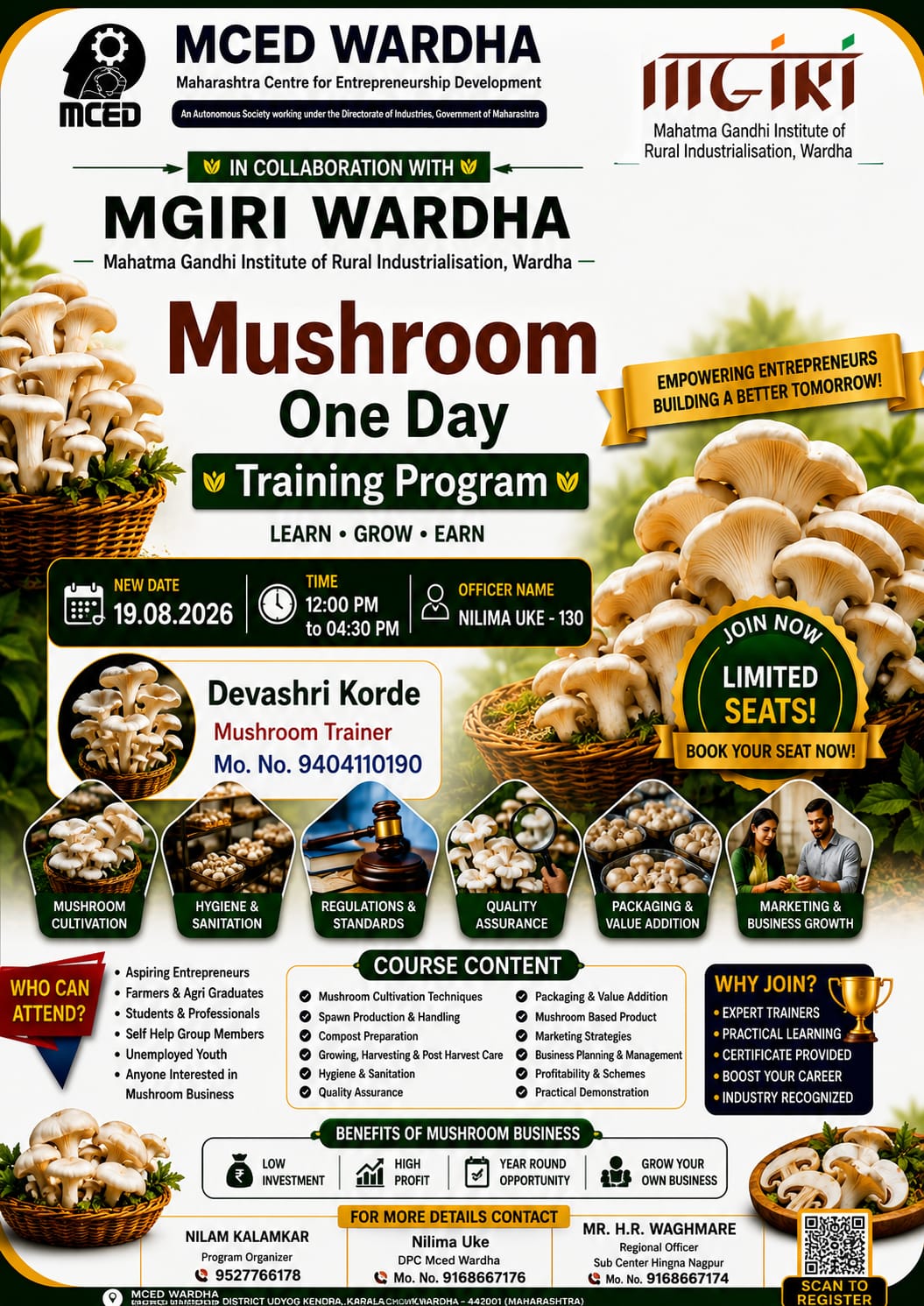 MUSHROOM  ONE DAY TRAININIG PROGRAM