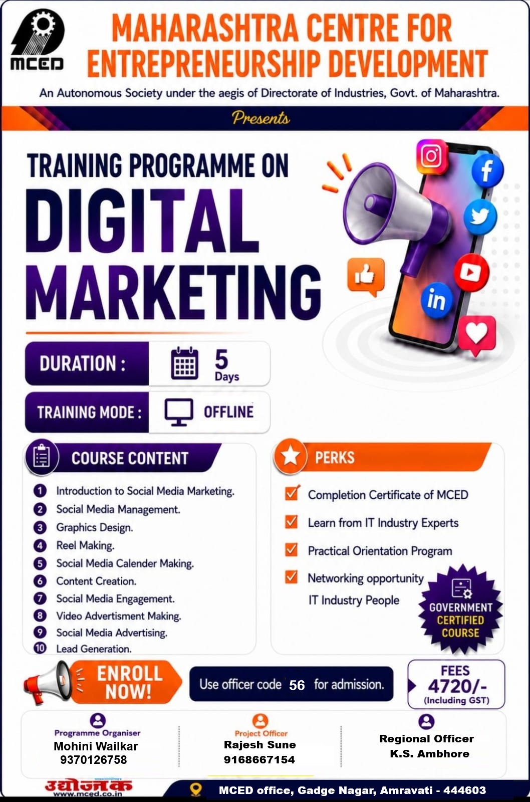 DIGITAL MARKETING TRAINING PROGRAMME, AMRAVATI.