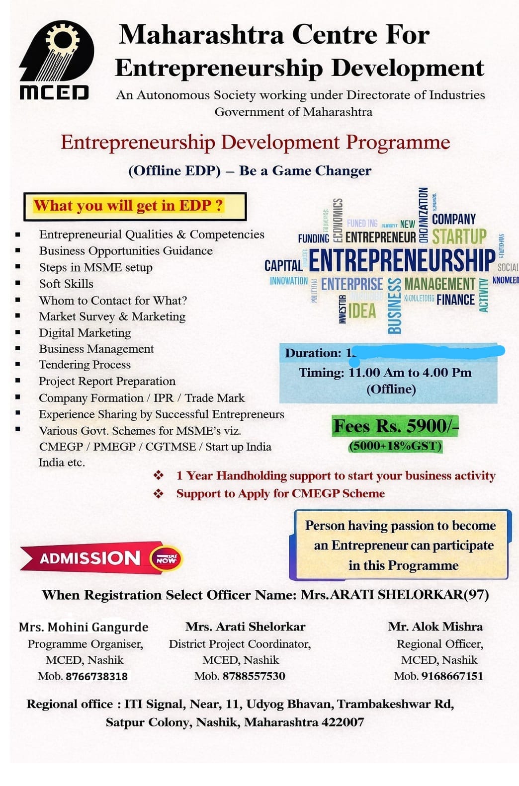 ENTERPRENEURSHIP  DEVELOPMENT PROGRAMME [EDP]