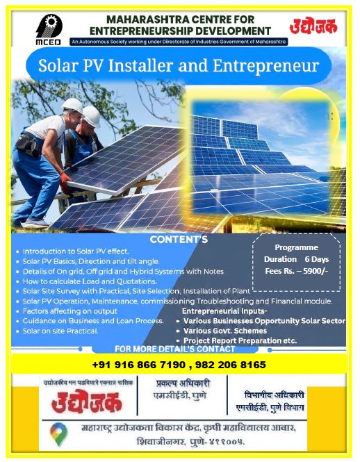 SOLAR PV INSTALLER TRAINING  PROGRAMME