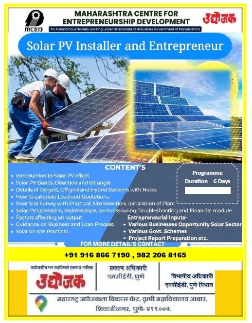 SOLAR PV INSTALLER TRAINING  PROGRAMME