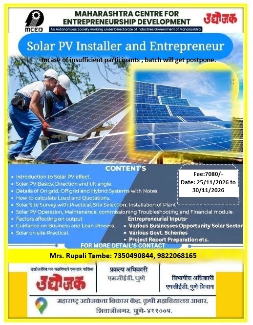 SOLAR PV INSTALLER TRAINING  PROGRAMME